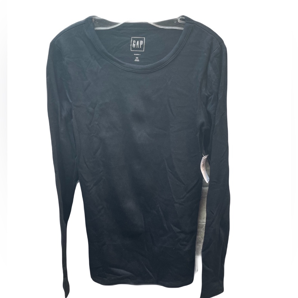 ❤️ GAP BLACK MODERN T CREWNECK LONG SLEEVE TOP SIZE XS NEW